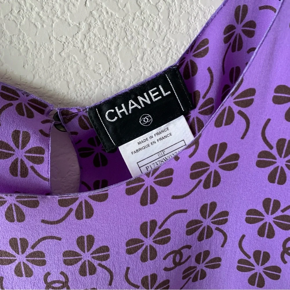 Chanel logo silk blouse